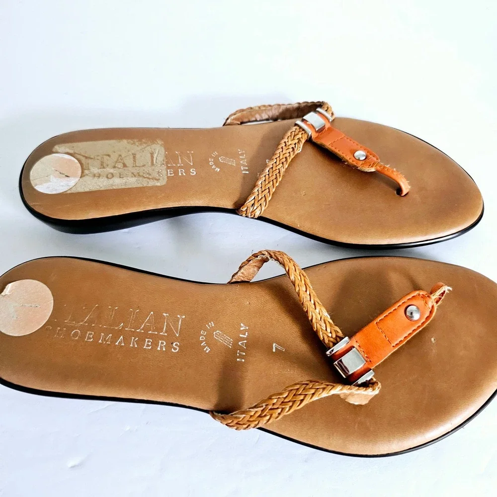 Italian Shoemakers Sandals‎ Flip Flops Thong Orange Sz 7 - Sh655.1